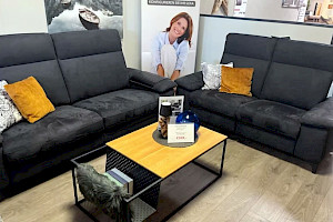 Sofa Garnitur 2-Sitzer und 3-Sitzer schwarz/anthrazit
